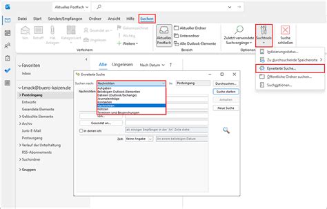 Suchen nach e-Mails in Outlook für Windows