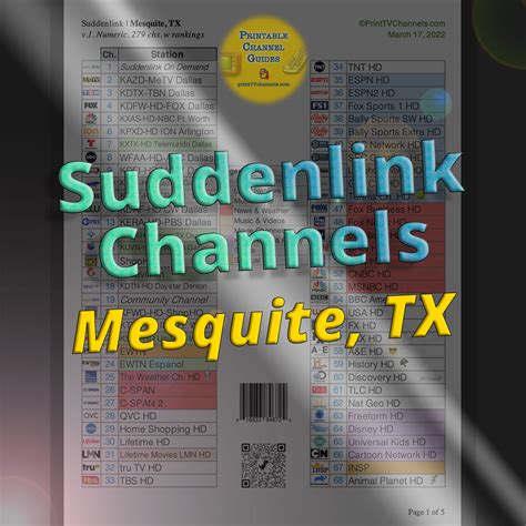 Suddenlink guide. Channel 1: Video On Demand. 1 - Video On Demand; Channels 4-13: Local Stations. 4 - KOZJ (26), Joplin (PBS) 5 - KJPX-LP (47), Joplin (Retro TV) 6 - CW 
