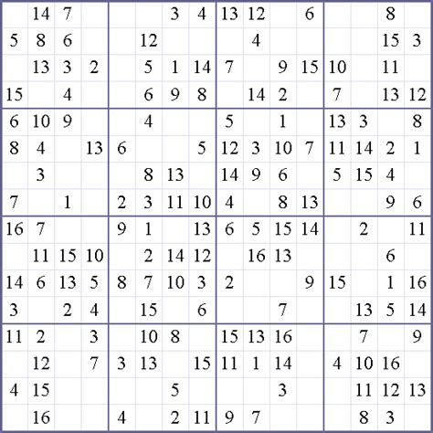 Sudoku 16x16 Easy