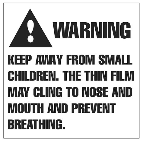 Suffocation Warning Label Template