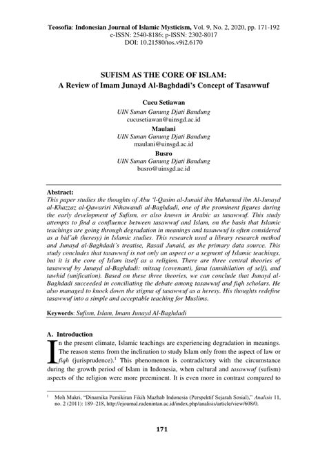 Sufism as The Core of Islam: A Review of Imam Junayd Al ...