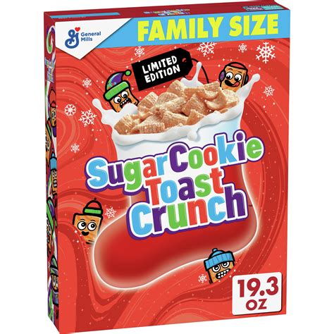 Sugar cookie toast crunch. Sugar Cookie Toast Crunch. See the Top 100 Breakfast Cereals. This limited edition cereal from 2014 is described on the front of the box as having "delicious holiday sugar cookie taste in every … 