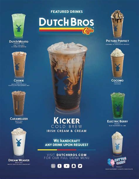 Sugar free drinks at dutch bros. Get your blender ready, and place it within arm's reach. Pour 6 oz of half-and-half into the blender, followed by the cooled espresso and a generous scoop of ice. Add a tablespoon each of chocolate and caramel sauce because, let's face it, they're the stars of the show. Blend everything until it's smooth and creamy. 