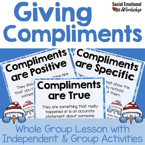 Suggestions on how to give compliments in social groups. Teaching