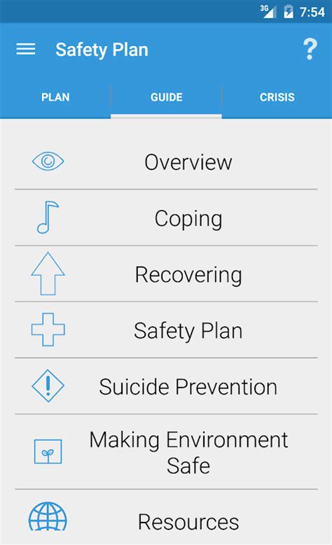 Suicide safety plan app. SAFETY PLAN QUICK GUIDE For Clinicians WHAT IS A SAFETY PLAN? A safety plan is a prioritized written list of coping strategies . and sources of support that Veterans who have been deemed to be at high risk for suicide can use before or during a crisis. The plan is . brief, easy to read, and in the . Veteran’s own words. Confidential chat at 