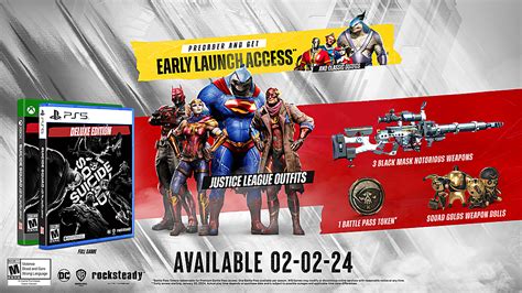 Suicide squad kill the justice league deluxe edition. Jumping into the Digital Deluxe Edition unleashes even more mayhem with the Justice League Outfits for the Squad, 3 Notorious Weapons, 4 Weapon Dolls, 1 Battle Pass Token*, and 4 Color Swatches. *Battle Pass Token redeemable for Premium Battle Pass access (Seasons 1-4 battle passes, subject to availability). 