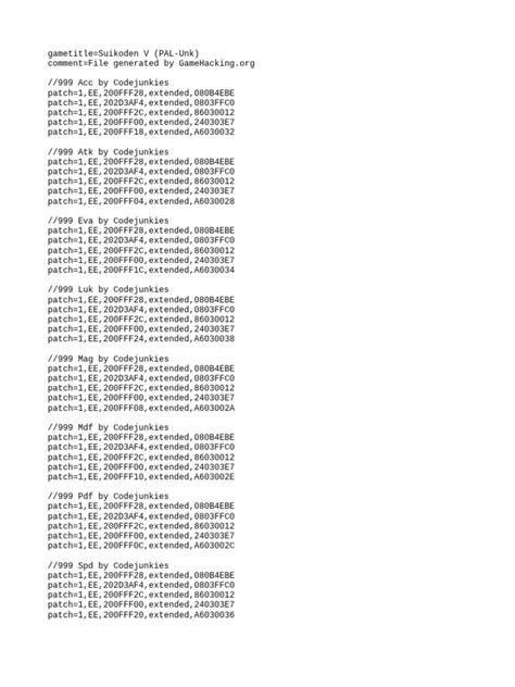 Suikoden 5 pnach codes pcsx2.  The loading times etc. Pnach - Free download as Text File (.  I...