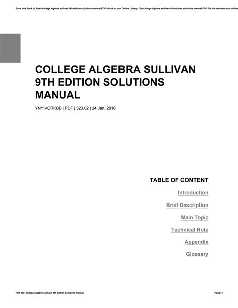 Sullivan college algebra 9th solutions manual. - Enciclopedia de profecía bíblica la guía completa de predicciones de las escrituras y su cumplimiento.