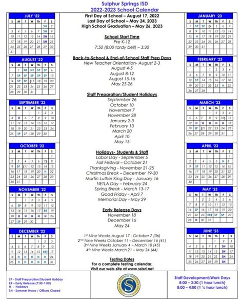Sulphur Springs Isd Calendar