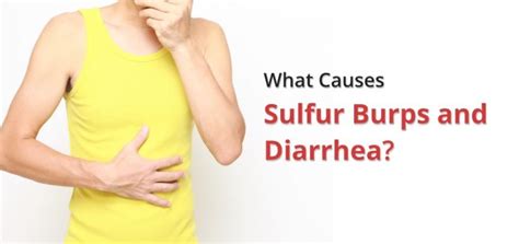 Sulphur belches and diarrhea. Food poisoning is ranked among the major causes of burping and diarrhea. Burps and diarrhea in humans are caused by a bacterium found in intestines of healthy or infected people as well as in animals such as poultry, pets and cattle. Stool from these creatures is likely to contaminate vegetables, milk, recreational water, soil and drinking ... 