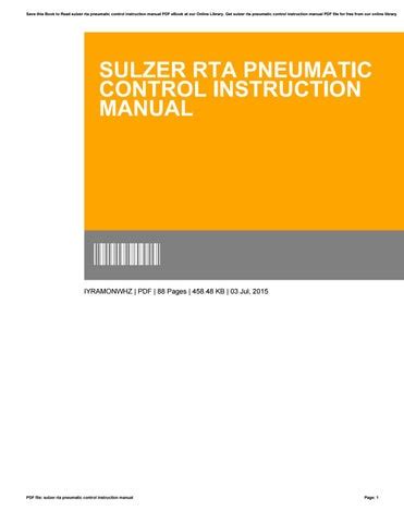 Sulzer rta pneumatic control instruction manual. - Hp designjet t1100 manual de servicio.