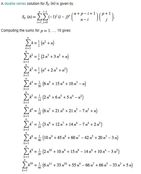 Sum of powers of natural numbers - Mathematics Stack …