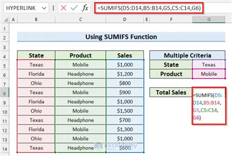 Use the SUMIF function in Excel to sum cells based on