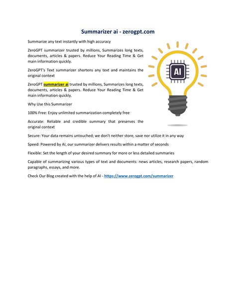 Summarize synonym examples.  ZeroGPT summarizer trusted by millions, Summarizes long t...