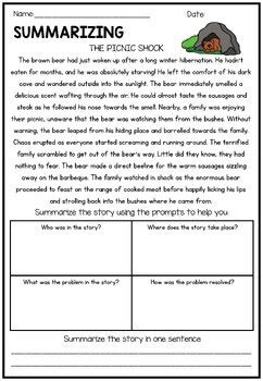 Summarizing Worksheet 1 Reading Activity