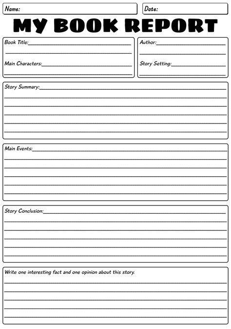 Summarizing Worksheet 4th Grade Book Report Worksheet in 2020 Book