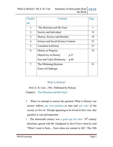 Summary of what is history by e.h. carr chapter by chapter