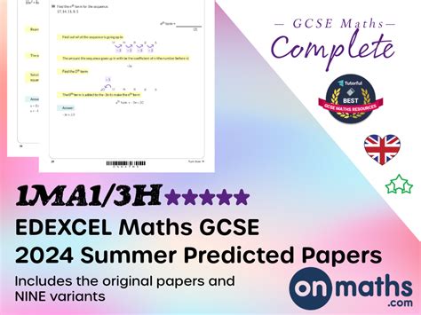 Summer 2024 Maths GCSE Edexcel Paper 3 Higher Predicted Paper