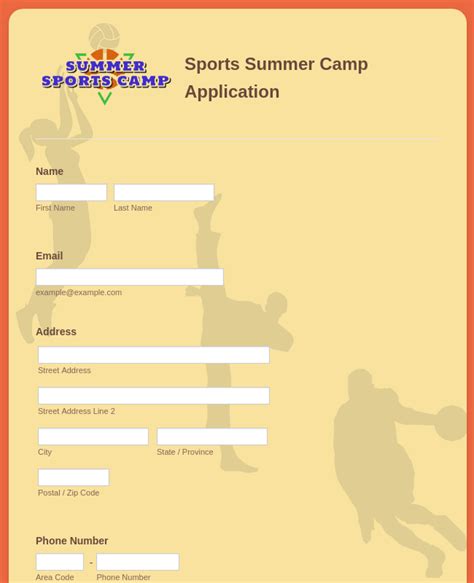 Summer Camp Application Forms JotForm