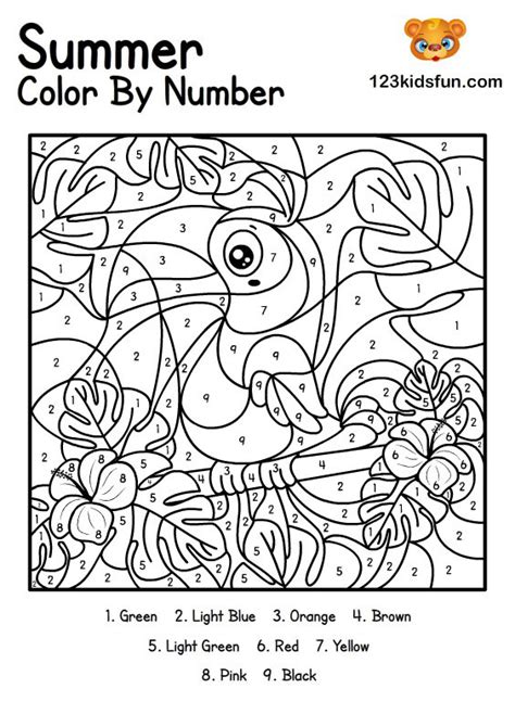 Summer Color by Number Coloring Page Coloring with Kids
