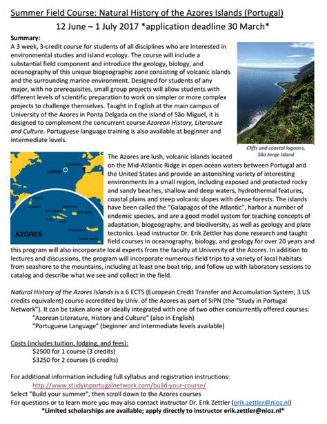 Summer Field Courses in the Azores