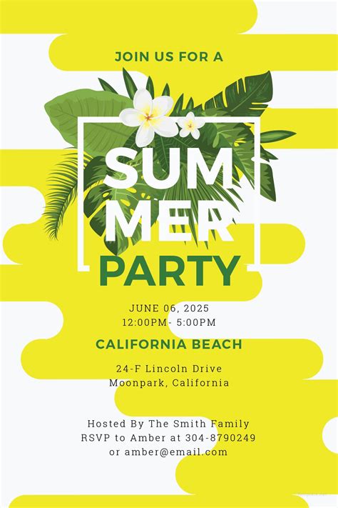 Summer Party Invitation Template Free