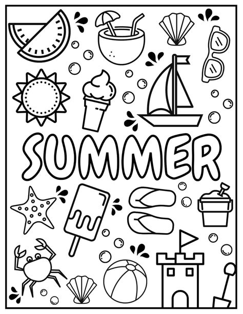 Summer Printable Color Sheets