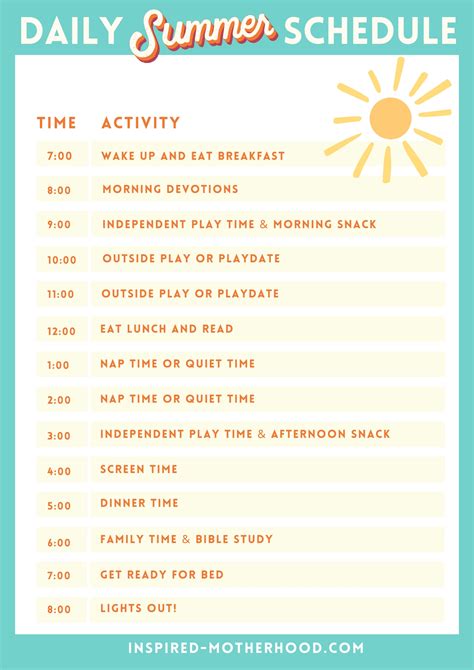 Summer Schedule For Kids [Free Printable] BLOGPAPI