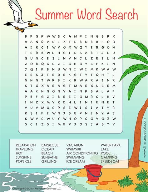 Summer Word Find Printable