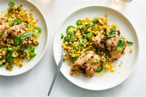Summer done simply: Sheet-pan chicken with basil and spicy corn