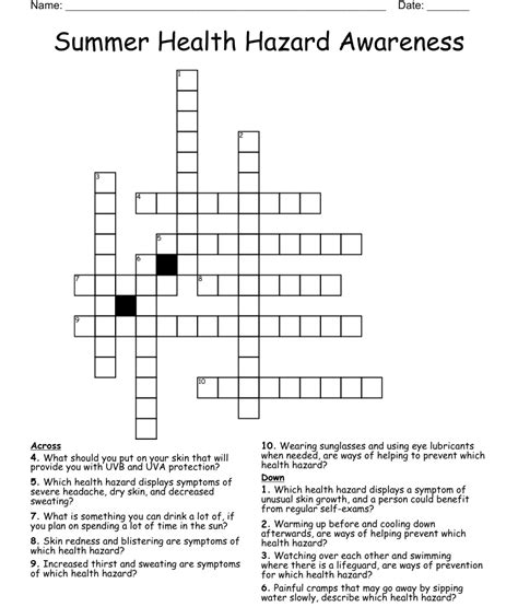 Summer hazard crossword. With our crossword solver search engine you have access to over 7 million clues. You can narrow down the possible answers by specifying the number of letters it contains. We found more than 1 answers for Dangers, Hazards . 