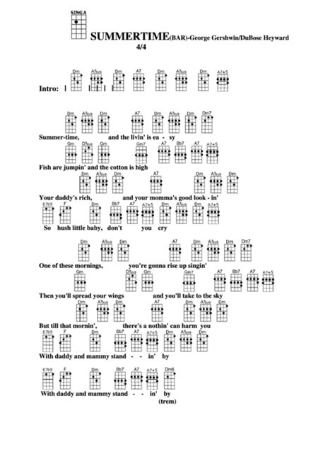 Summertime Backing Track and Free Chord Chart