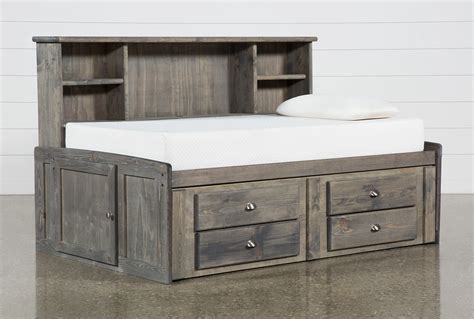 Summit Grey Twin Bookcase Daybed Bed With 2-Drawer Captains …