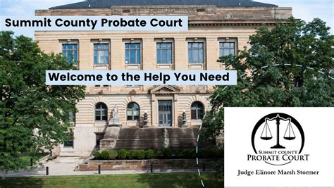 Summit probate court. Summit County Probate Court. 209 S High St Get Directions. Akron, OH 44308. 330-643-2350. Open Website. HOURS: Monday - Friday, 8 am - 4 pm. Closed Saturday & Sunday. Summit County Probate Court handles matters like marriage, adoption, estates, guardianships, and wills. 