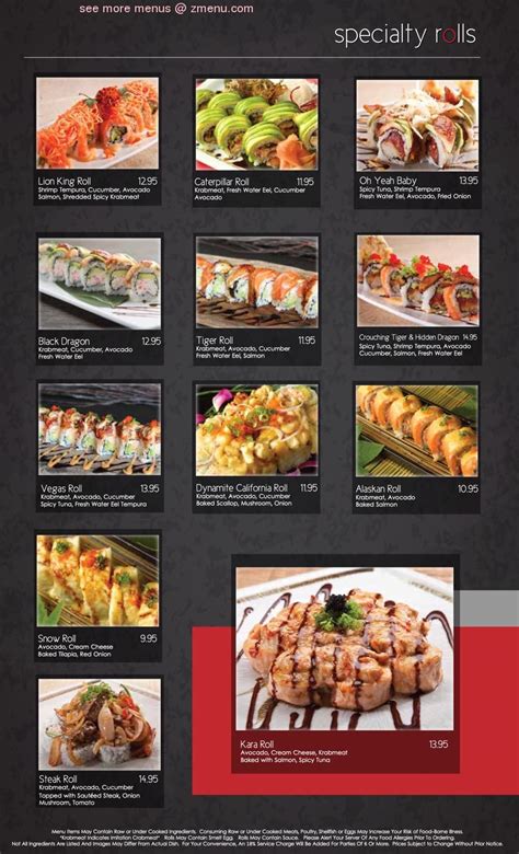 Sushi Menu. Signature Dishes; Main Menu; Special Menus; Sumo Rolls 