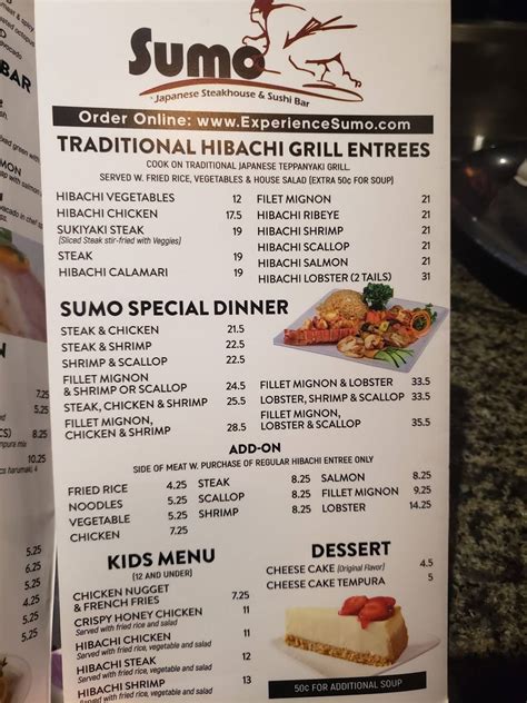 Sumo Japanese Steakhouse & Sushi Bar Menu: All Day Menu Special Rolls Crazy Tuna Roll ... Jonesboro Roll. 11 reviews 2 photos. Price details $13.25 Soy Paper $1.00 No Wasabi $0.00 Add Cream Cheese $1.00 Extra Ginger $0.00 .... 