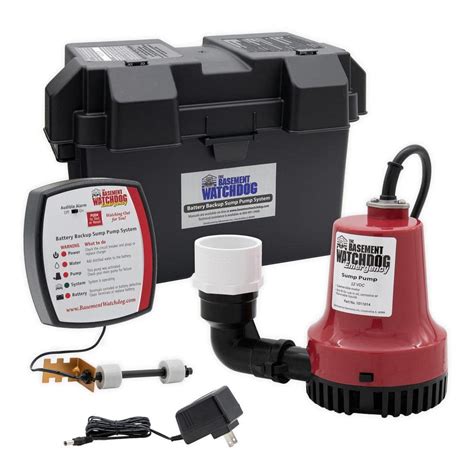 Sump pump backup. This pre-assembled Basement Watchdog Combination Sump Pump System provides both primary and battery backup pumping capabilities, offering complete protection and peace of mind. Pumping up to 3,720 GPH, the ⅓ HP Cast Iron primary sump pump is both powerful and energy efficient, using only 3.5 amps. 