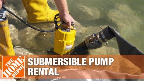 Sump pump rental at home depot. 3300. 4600. 4080. The Everbilt 1/3 HP submersible sump pump is built with an aluminum motor housing for efficient motor cooling. The pump is available with a vertical float switch requiring an 11 in. to 18 in. minimum diameter wide sump basin. The motor is built with thermal overload protection. The pump comes with a 1-year limited warranty. 