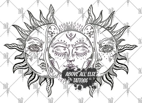 Sun And Moon Tattoo Drawing