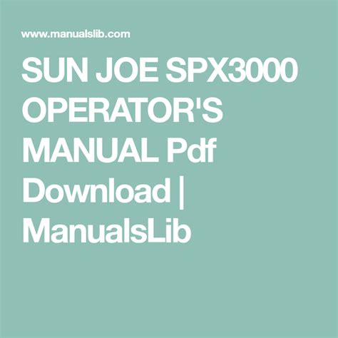 Sun joe spx3000 manual. Things To Know About Sun joe spx3000 manual. 