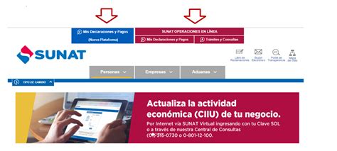 Sunat virtual. SUNAT es el organismo que administra los tributos del Gobierno Nacional Peruano. En su portal web, ofrece servicios en línea para realizar trámites y consultas sobre aduanas, impuestos, personas y empresas, entre otros. 