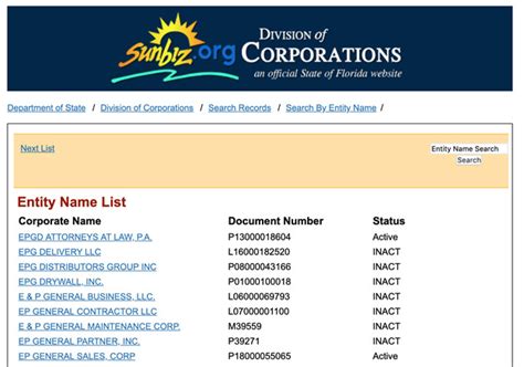 Entity Name List. Corporate Name, Document Number, Status. LIVE GOOD, LLC, M20000006251, CROSS RF. LIVE GOOD INC .... 