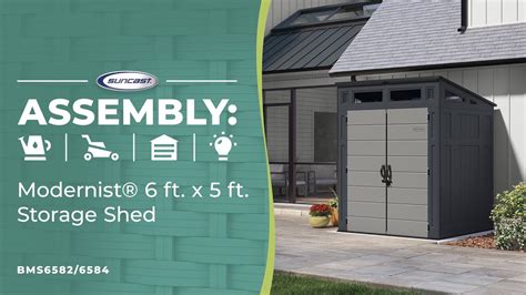 The sleek peppercorn gray and black finish with a modern design adds a stylish accent to your backyard. This outdoor storage shed measures 5' x 6' to offer plenty of room for storage without taking up too much space. Suncast takes pride in helping customers enhance their indoor and outdoor spaces with quality products that are stylishly designed..