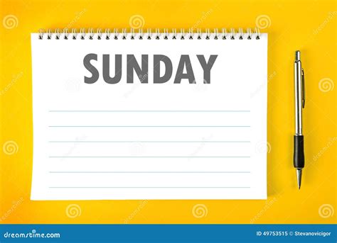 Sunday Calendar Schedule Blank Page Stock Image Image of notebook