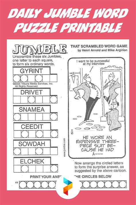Sunday jumble answers today free. Follow Jumble by David L. Hoyt and Jeff Knurek on Facebook and Twitter or pick up Jumble books and games in the Chicago Tribune Store. Un-jumble the mixed letters to create decent words, collect the circled letters, and use them to solve the extra puzzles with Jumble Sunday! Complete the punchlines of the caricatures and score some extra points! 