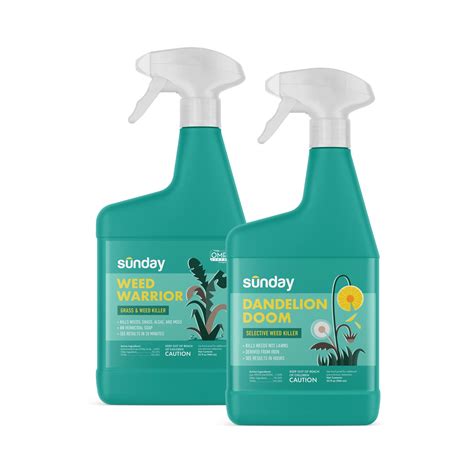 Sunday weed killer. Two of Sunday’s products are designed to kill weeds. Weed Warrior is an herbicidal, non-selective herbicide that kills weeds including dandelions, chickweed, … 