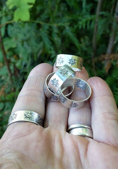 Sunflower Wide Band Sterling Silver Rings — Dang Brave Girl