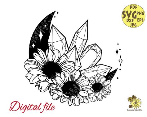 Sunflower and Crystal Svg - Etsy Canada