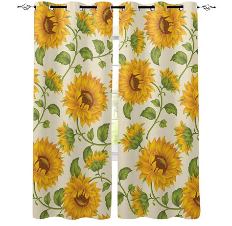 Sunflower curtains for bedroom. Quality curtains with free worldwide shipping. Well made and beautiful panels with delicate flower patterns flows in front of your window and decorates your room. Enjoy Free Shipping Worldwide! Limited Time Sale Easy Return. 