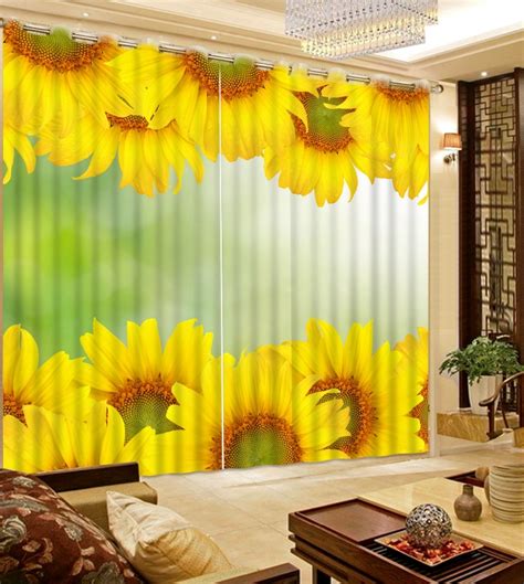 Sunflower curtains for living room. The farmhouse sunflower printed curtain is suited for hanging in living room, bedroom, dining room, sun room, kitchen, bathroom, office and any space indoor you want to decorate.These curtains allows for privacy while allowing some light to filter through. 